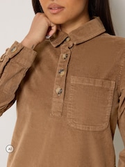 M&Co Brown Petite Corduroy Shirt Mini Dress - Image 4 of 6