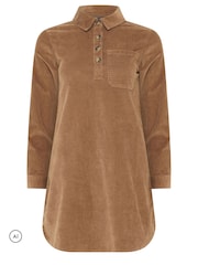 M&Co Brown Petite Corduroy Shirt Mini Dress - Image 5 of 6