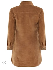 M&Co Brown Petite Corduroy Shirt Mini Dress - Image 6 of 6