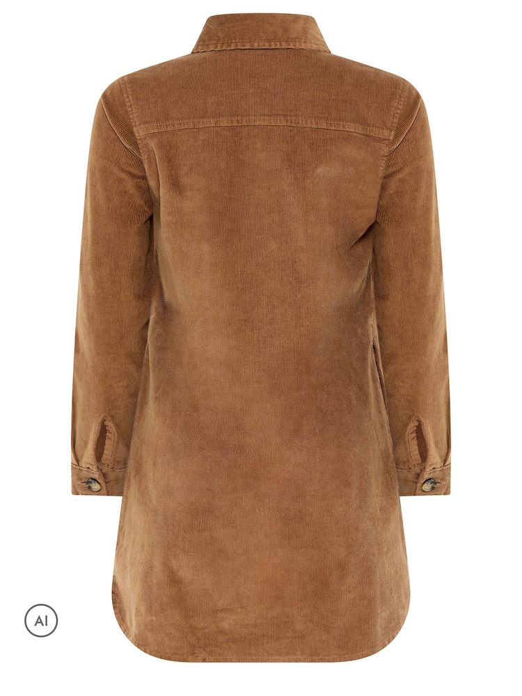 M&Co Brown Petite Corduroy Shirt Mini Dress - Image 6 of 6 M&Co Brown Petite Corduroy Shirt Mini Dress - Image 6 of 6