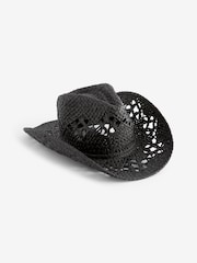 Schwarz - Strohhut im Western-Boho-Stil - Bild 5 von 5