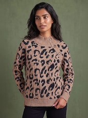 Roman Natural Lepord Knit Jumper - Image 1 of 4