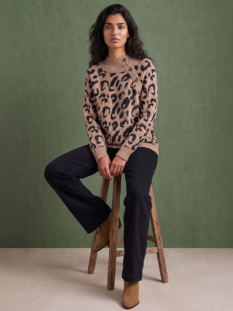 Roman Natural Lepord Knit Jumper - Image 2 of 4 Roman Natural Lepord Knit Jumper - Image 2 of 4