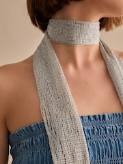 Silver Sparkle Lightweight Skinny Scarf - Image 3 of 7