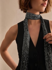 Black Sparkle Lightweight Skinny Scarf - Image 2 of 7