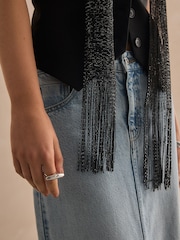 Black Sparkle Lightweight Skinny Scarf - Image 4 of 7