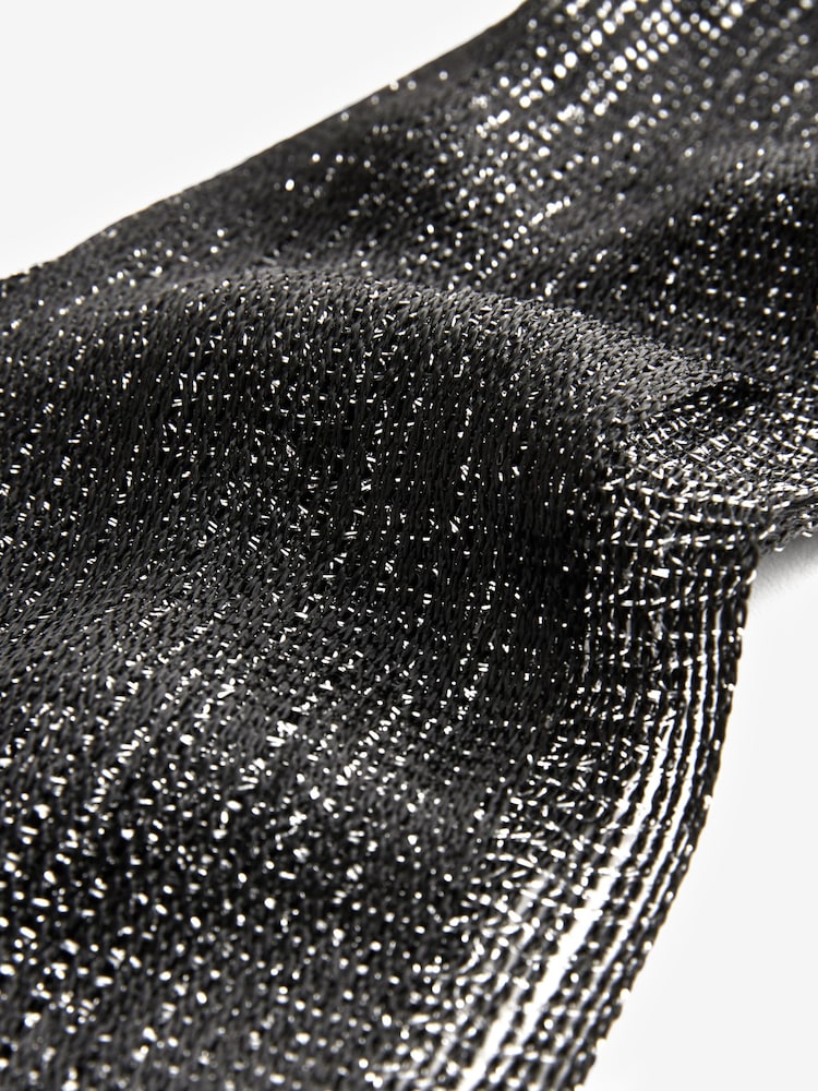 Black Sparkle Lightweight Skinny Scarf - Image 7 of 7 Black Sparkle Lightweight Skinny Scarf - Image 7 of 7