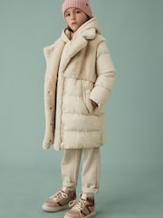 Cream Borg Trim Jacket (3-16yrs) - Image 1 of 4