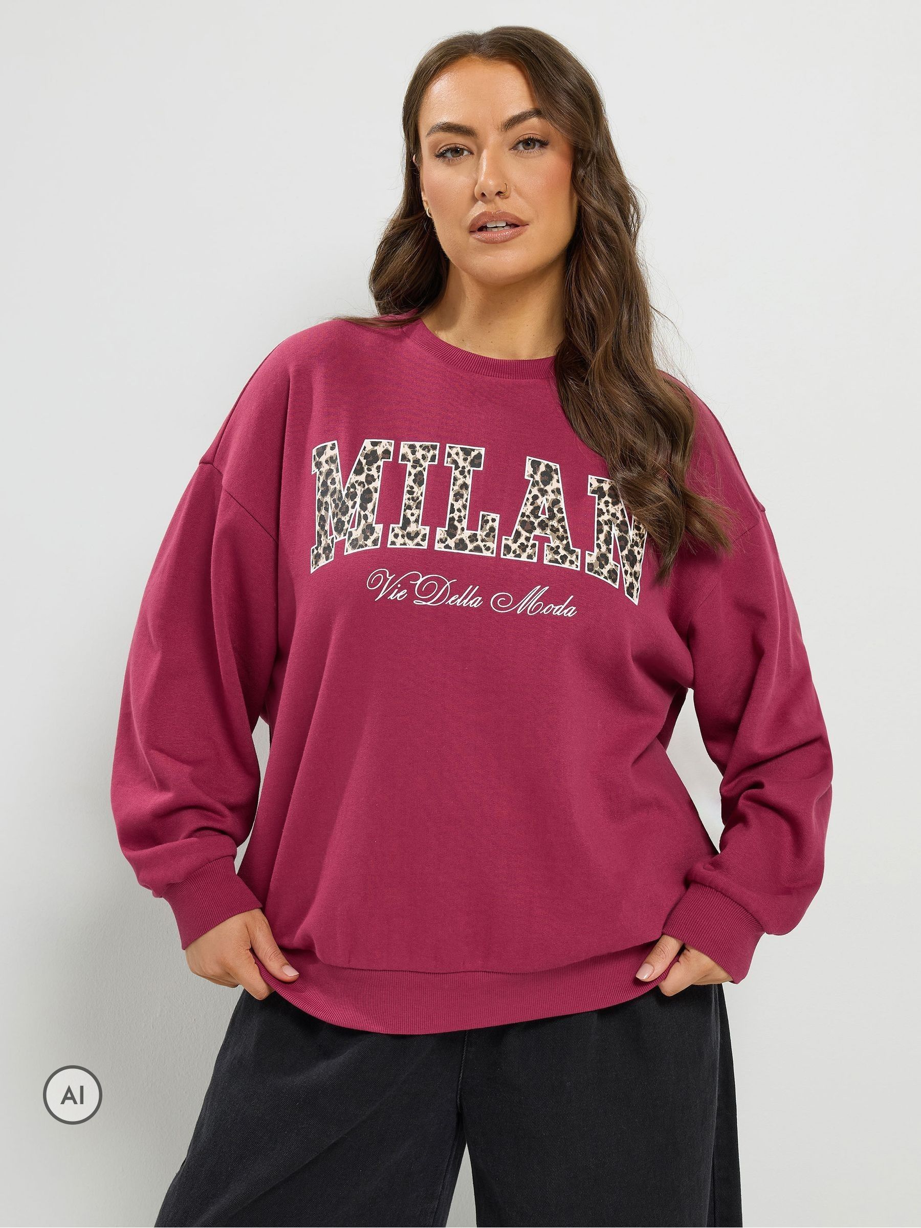Yours Women's Red 'Milan' Leopard Sweatshirt In | : 30/32 - Image 6