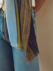 Green and Blue Paint Stroke Lightweight Scarf - Image 3 of 6
