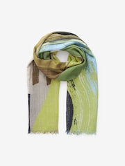 Green and Blue Paint Stroke Lightweight Scarf - Image 4 of 6