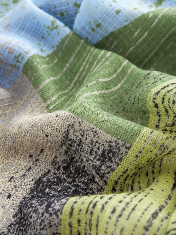 Green and Blue Paint Stroke Lightweight Scarf - Image 6 of 6 Green and Blue Paint Stroke Lightweight Scarf - Image 6 of 6