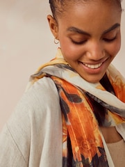 Orange Floral With Sparkle Lightweight Scarf - Image 3 of 6