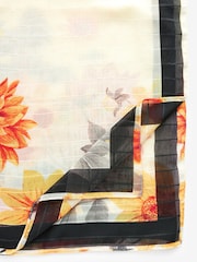 Orange Floral With Sparkle Lightweight Scarf - Image 6 of 6