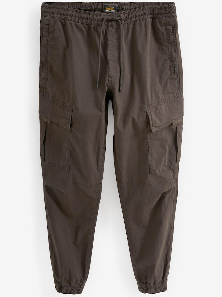 Chocolate Brown Regular Tapered Stretch Utility Cargo Trousers - Image 7 of 7