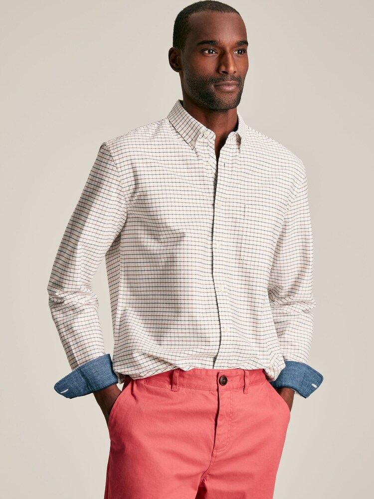 Joules Welford Cream/Red Cotton Check Shirt - Image 1 of 7