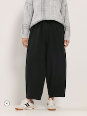 Yours Curve Black Barrel Leg Trousers - Image 1 of 4
