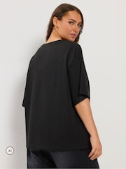 Yours Curve Black Sugar Spice & Everything Nice Sequin Relaxed T-Shirt - Image 2 of 6