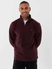 Threadbare Red Quarter Zip Fitness Fleece - Image 1 of 4