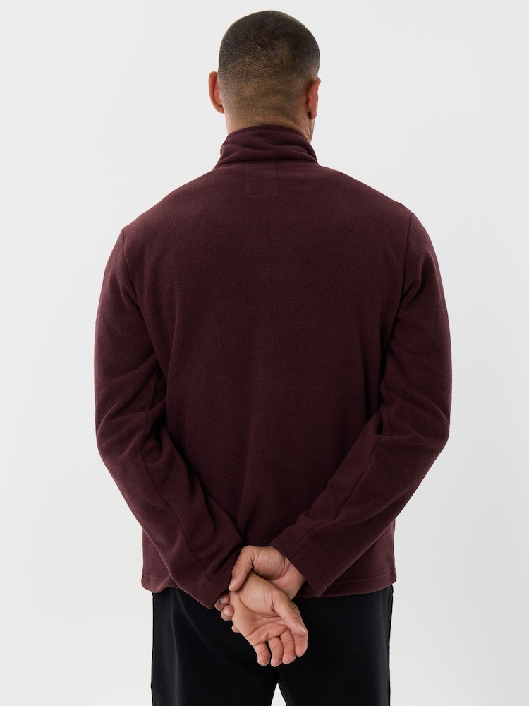 Threadbare Red Quarter Zip Fitness Fleece - Image 2 of 4 Threadbare Red Quarter Zip Fitness Fleece - Image 2 of 4
