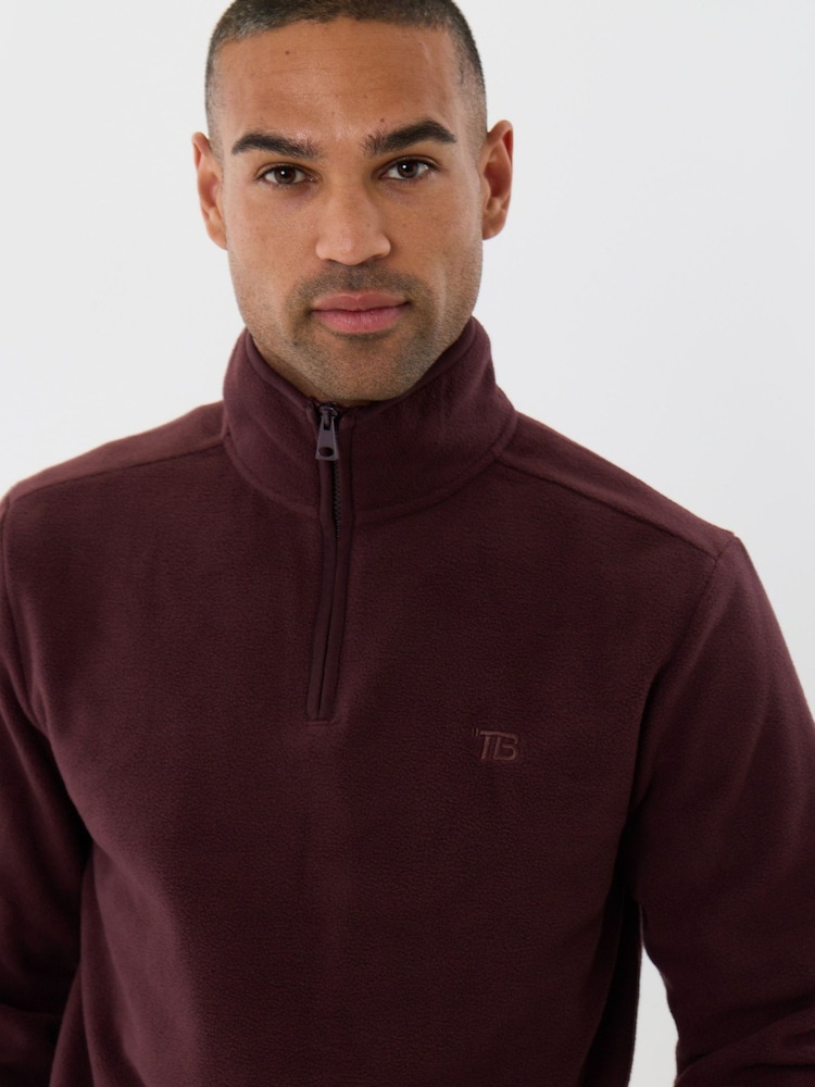 Threadbare Red Quarter Zip Fitness Fleece - Image 4 of 4 Threadbare Red Quarter Zip Fitness Fleece - Image 4 of 4