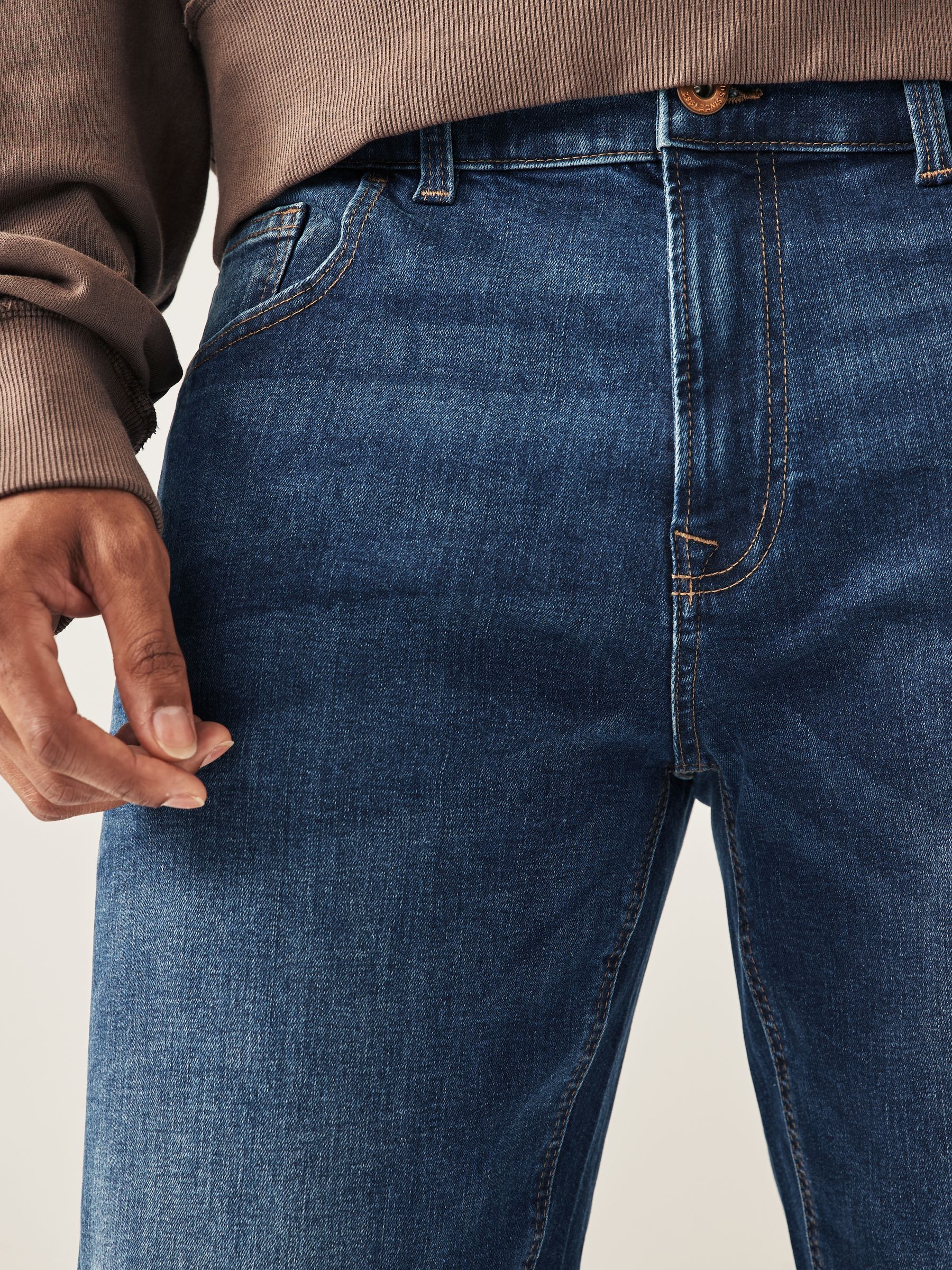 Buy Blue Mid Relaxed Fit Straight Fit Classic Stretch Jeans from