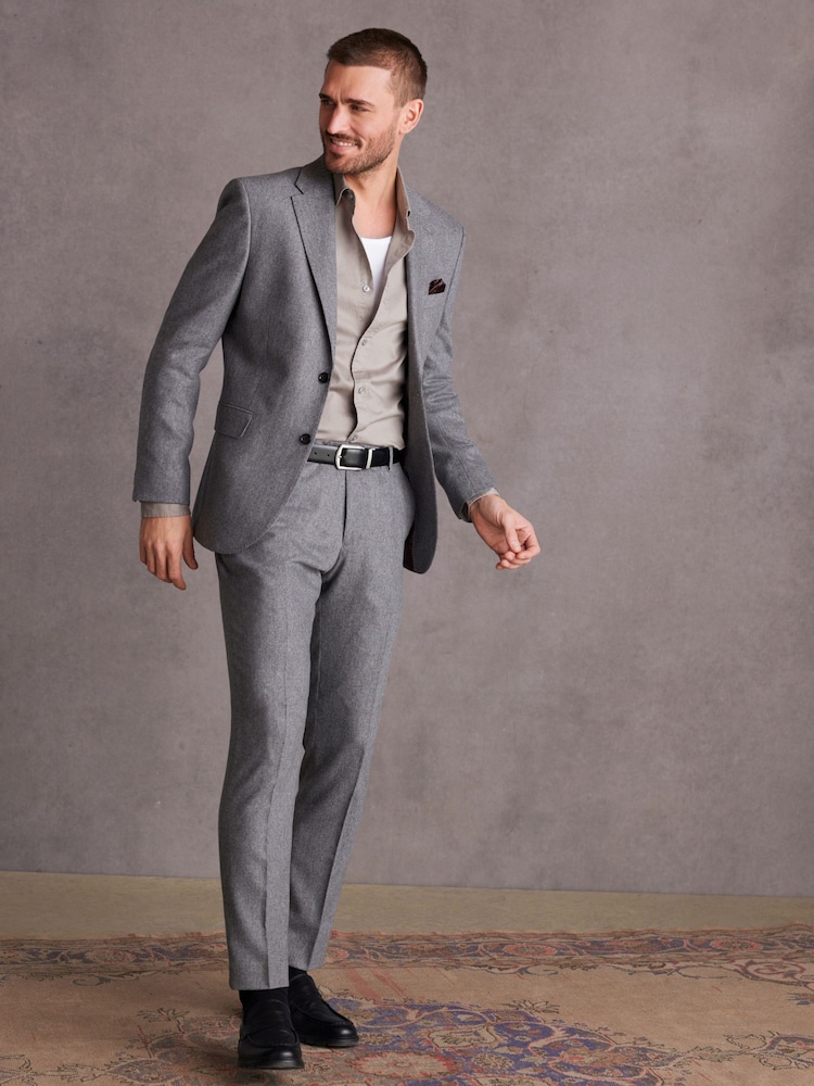 Grey Slim Signature Italian Fabric Suit Trousers - Image 2 of 9