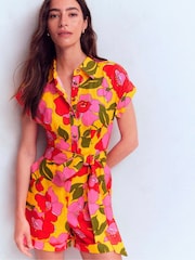Boden Yellow Kay Linen Playsuit - Image 1 of 6