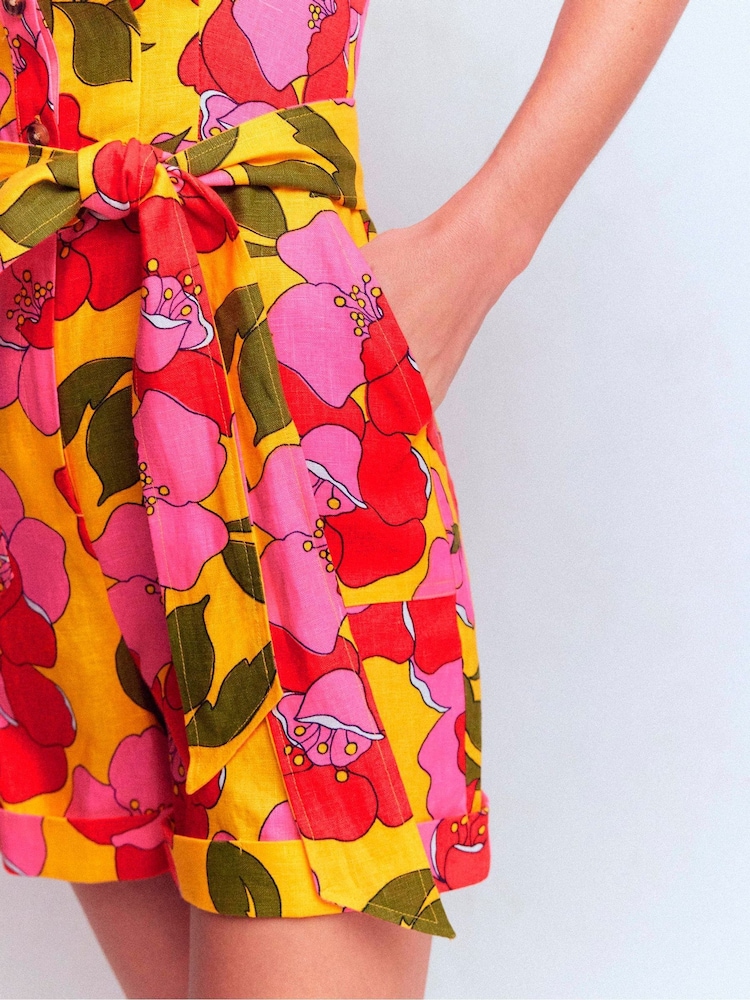 Boden Yellow Kay Linen Playsuit - Image 2 of 6 Boden Yellow Kay Linen Playsuit - Image 2 of 6