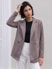 Roman Grey Petite Faux Suede Jacket - Image 1 of 4