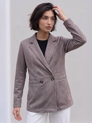 Roman Grey Petite Faux Suede Jacket - Image 2 of 4