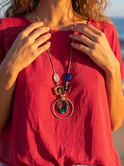 Rojo - Túnica Roman lisa con collar - Imagen 4 de 4