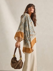 Blue/Rust Morris & Co. Short Kimono Cover-Up - Image 1 of 6