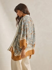 Blue/Rust Morris & Co. Short Kimono Cover-Up - Image 3 of 6