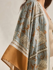 Blue/Rust Morris & Co. Short Kimono Cover-Up - Image 4 of 6