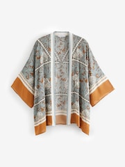 Blue/Rust Morris & Co. Short Kimono Cover-Up - Image 5 of 6
