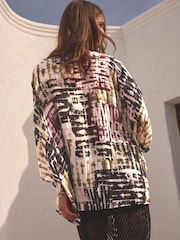 Grunge Tie Dye Short Kimono Cover-Up - Image 2 of 6
