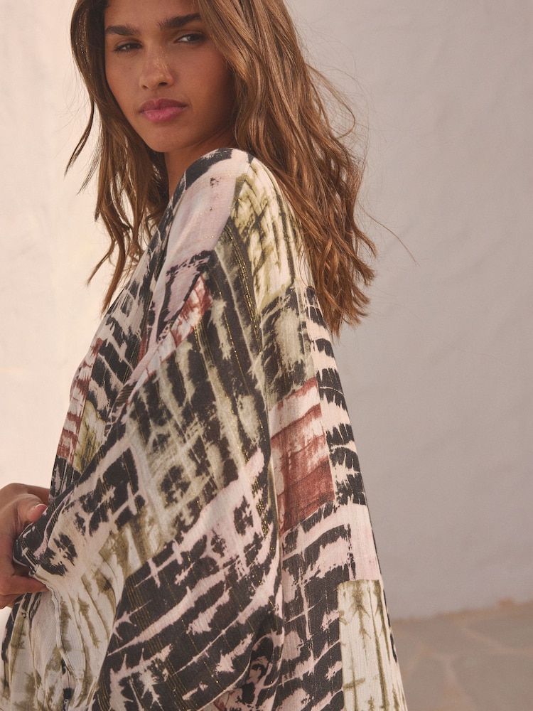 Grunge Tie Dye Short Kimono Cover-Up - Image 4 of 4 Grunge Tie Dye Short Kimono Cover-Up - Image 4 of 4