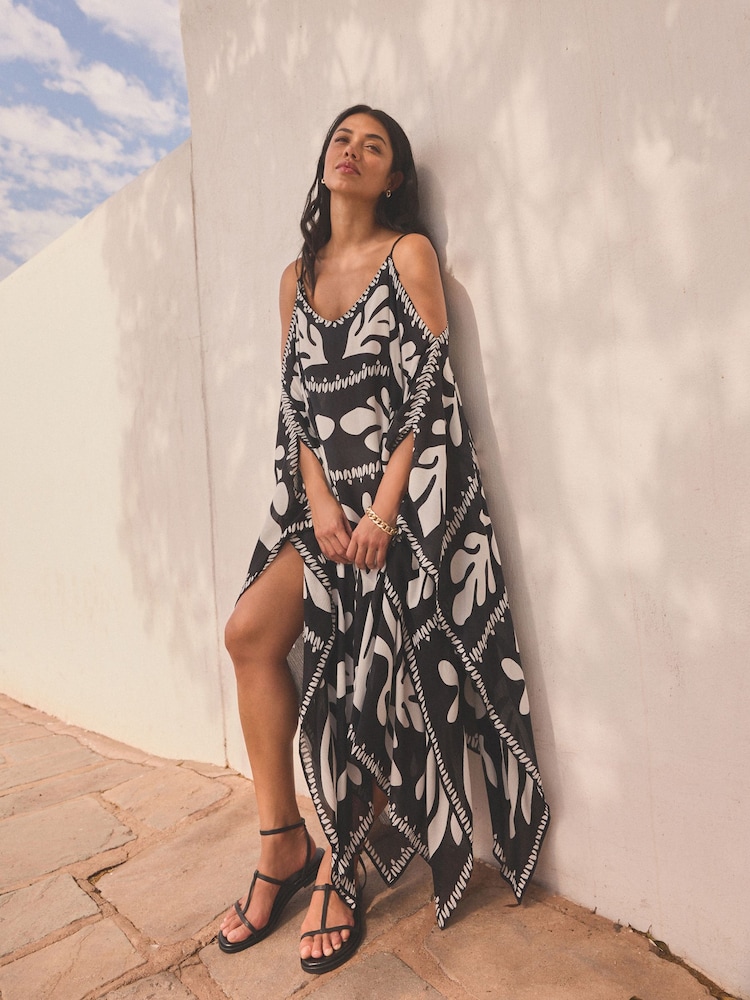 Blue & White Cold Shoulder Cover-Up - Image 1 of 8