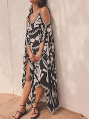 Blue & White Cold Shoulder Cover-Up - Image 3 of 8