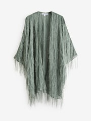 Sage Green Longline Fringe Cover-Up - Image 6 of 8