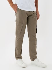 Threadbare Brown Slim Fit Cotton Rich Cargo Trousers - Image 1 of 4