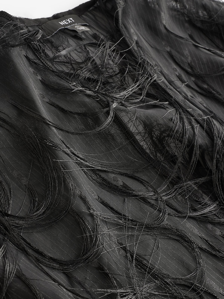 Black Fringe Short Kimono Cover-Up - Image 6 of 6