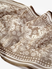 Mint Velvet Brown Paisley Print Beaded Neck Scarf - Image 3 of 4