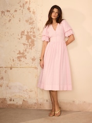 Mint Velvet Pink Checked Midi Dress - Image 1 of 8
