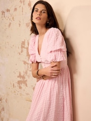 Mint Velvet Pink Checked Midi Dress - Image 4 of 8