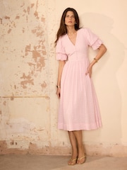 Mint Velvet Pink Checked Midi Dress - Image 5 of 8