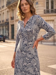 Roman Blue Petite Paisley Dress - Image 2 of 4