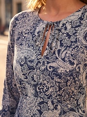 Roman Blue Petite Paisley Dress - Image 4 of 4