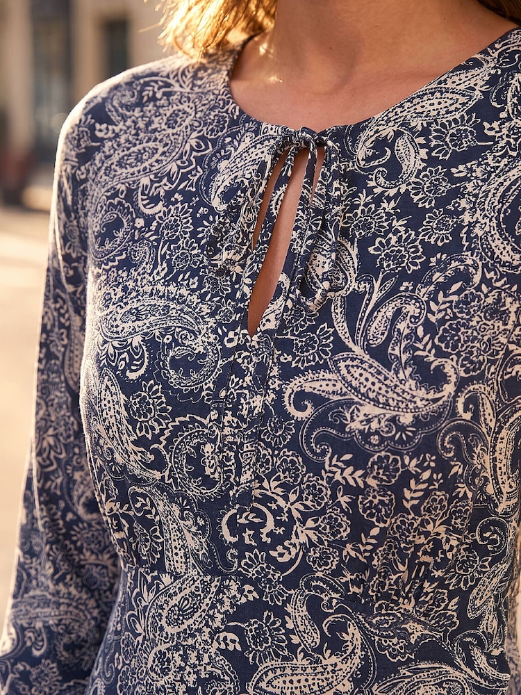Roman Blue Petite Paisley Dress - Image 4 of 4 Roman Blue Petite Paisley Dress - Image 4 of 4